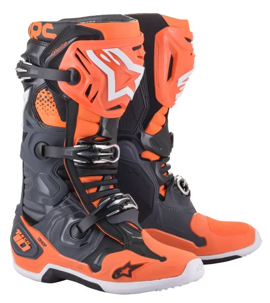 ALPINESTARS - TECH 10 BOOTS COOL GREY/ORANGE FLUO SZ 07 - Image 1