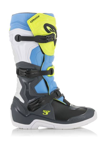 ALPINESTARS - TECH 3 BOOTS COOL GREY/YELLOW/CYAN SZ 05 - Image 1