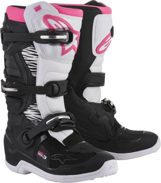 ALPINESTARS - TECH 3 STELLA BOOTS BLACK/WHITE/PINK SZ 06 - Image 1