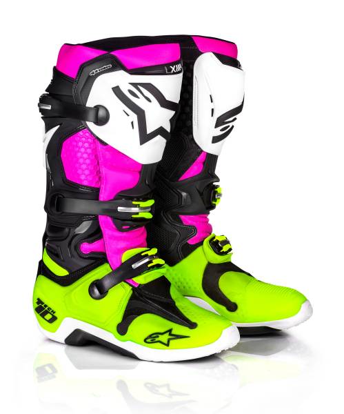 ALPINESTARS - LE RADIANT TECH 10 BOOTS BLACK/WHITE/PINK SZ 08 - Image 1