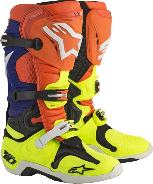 ALPINESTARS - TECH 10 BOOTS ORANGE/BLUE/WHITE SZ 08 - Image 1