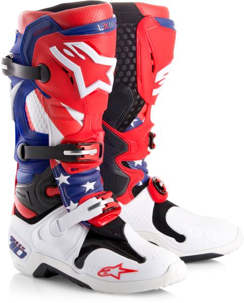 ALPINESTARS - TECH 10 NATIONS BOOTS BLACK/RED/WHITE SZ 08 - Image 1