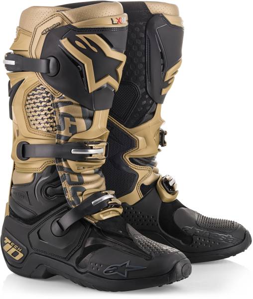 ALPINESTARS - TECH 10 AVIATOR BOOTS BLACK/GOLD/GREY SZ 08 - Image 1