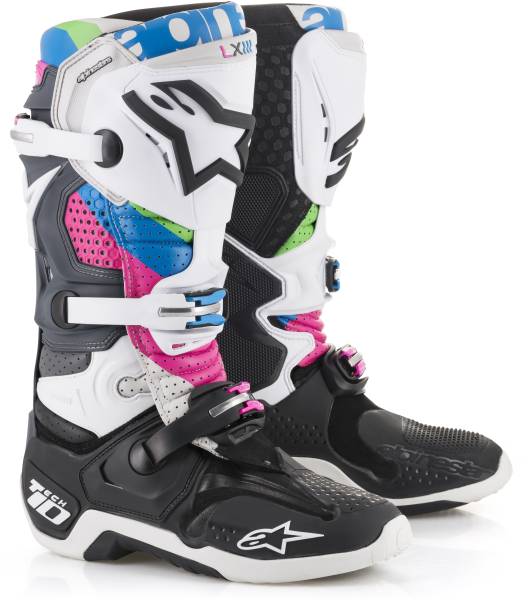 ALPINESTARS - TECH 10 VISION BOOTS BLACK/FUCHSIA SZ 08 - Image 1