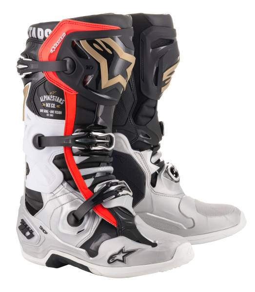 ALPINESTARS - BATTLE BORN TECH 10 BOOTS BLACK/SILVER/GOLD SZ 08 - Image 1