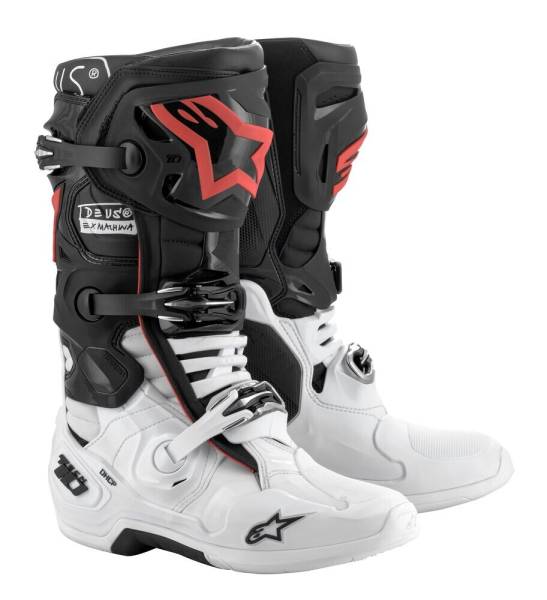 ALPINESTARS - TECH 10 X DEUS20 BOOTS BLACK/WHITE/RED SZ 08 - Image 1