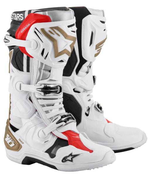 ALPINESTARS - TECH 10 SQUAD 20 LE 2020 BOOTS WHITE/SILVER/GOLD SZ 08 - Image 1