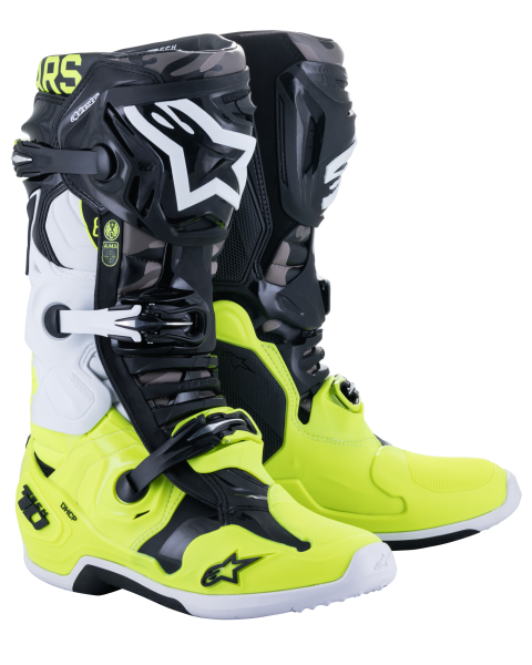 ALPINESTARS - TECH 10 BOOT LE AMS21 BLACK/YELLOW FLUO/WHITE SZ 8 - Image 1