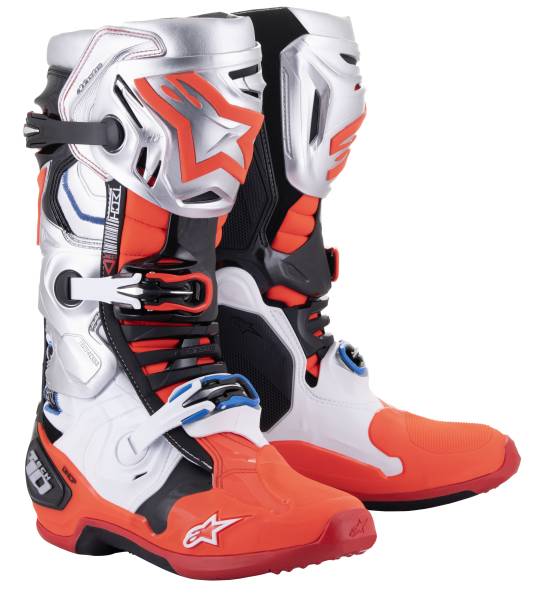 ALPINESTARS - TECH 10 LE VISION 23 BOOTS BLACK/WHITE/SILVER/RED FLUO 8 - Image 1