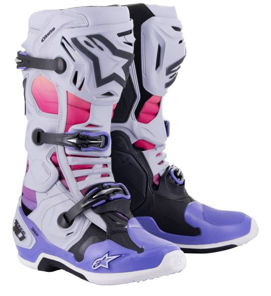 ALPINESTARS - TECH 10 LE DAYTONA 23 BOOTS GREY/ORANGE FLUO/RHODAMINE 8 - Image 1