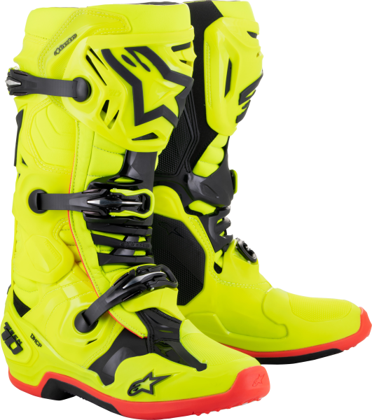 ALPINESTARS - TECH 10 BOOTS YLW FLUO/BLK/RED FLUO SZ 7 - Image 1