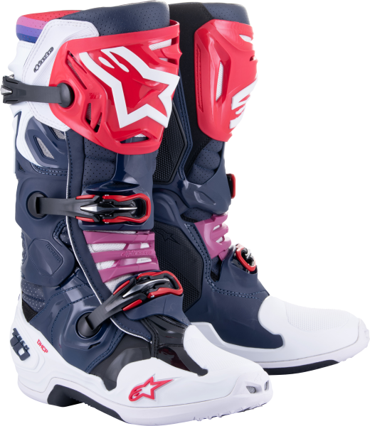 ALPINESTARS - TECH 10 SUPERVENTED BOOTS NIGHT NVY/WHT/RAINBOW SZ 7 - Image 1