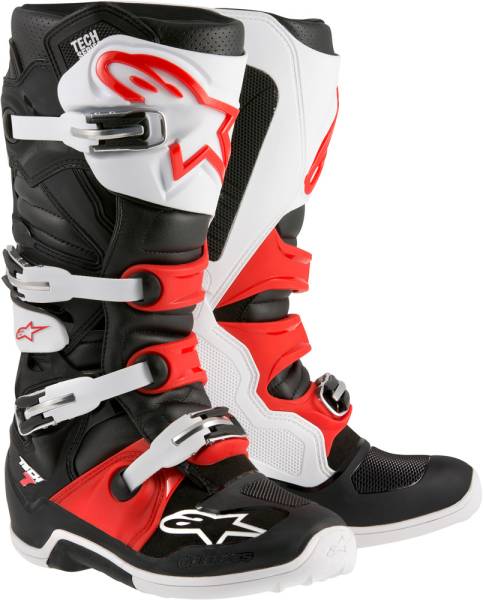 ALPINESTARS - TECH 7 BOOTS BLACK/WHITE/RED SZ 05 - Image 1