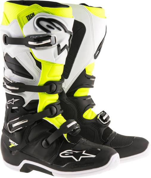 ALPINESTARS - TECH 7 BOOTS BLACK/WHITE/YELLOW SZ 05 - Image 1