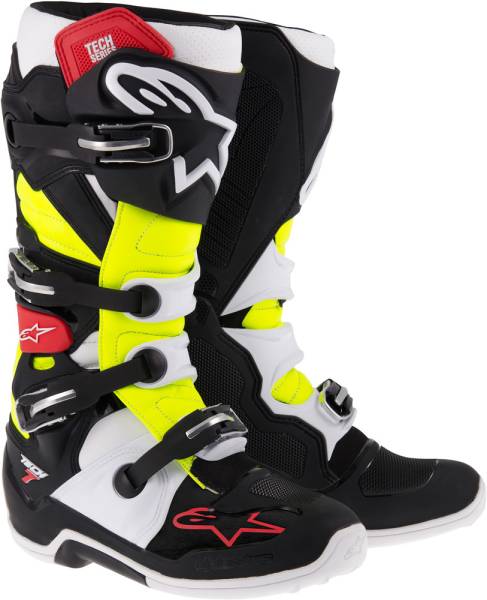 ALPINESTARS - TECH 7 BOOTS BLACK/RED/YELLOW SZ 10 - Image 1