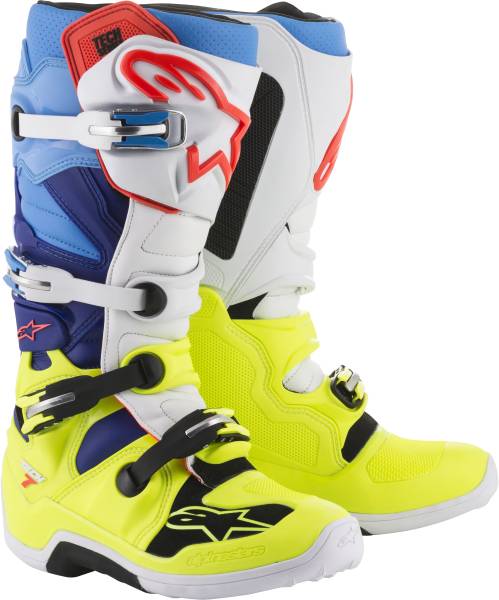 ALPINESTARS - TECH 7 BOOTS YELLOW/WHITE/BLUE SZ 05 - Image 1