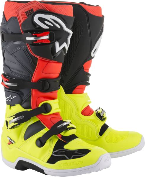 ALPINESTARS - TECH 7 BOOTS YELLOW/RED/GREY SZ 06 - Image 1