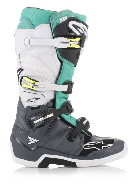 ALPINESTARS - TECH 7 BOOTS DARK GREY/TEAL/WHITE SZ 05 - Image 1