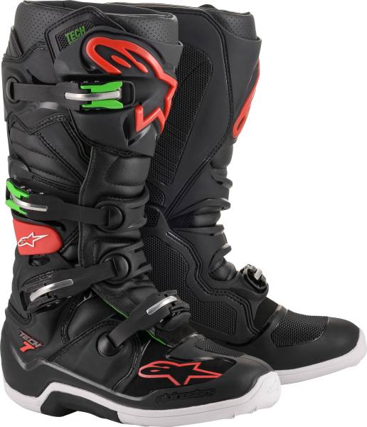 ALPINESTARS - TECH 7 BOOTS BLACK/RED/GREEN SZ 05 - Image 1