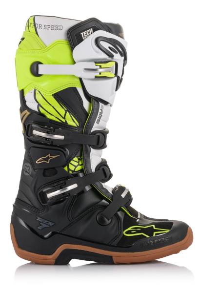 ALPINESTARS - TECH 7 SEATTLE SX LE 2020 BOOT BLACK/WHITE/YELLOW FLUO SZ 08 - Image 1