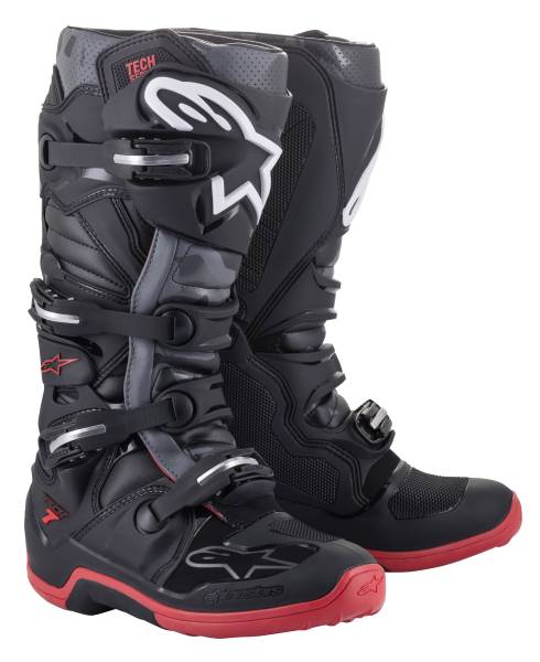 ALPINESTARS - TECH 7 BOOTS BLACK/COOL GREY/RED SZ 05 - Image 1