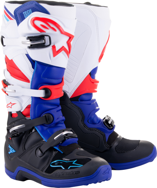 ALPINESTARS - TECH 7 BOOTS BLACK/BLUE/RED/WHITE SZ 5 - Image 1