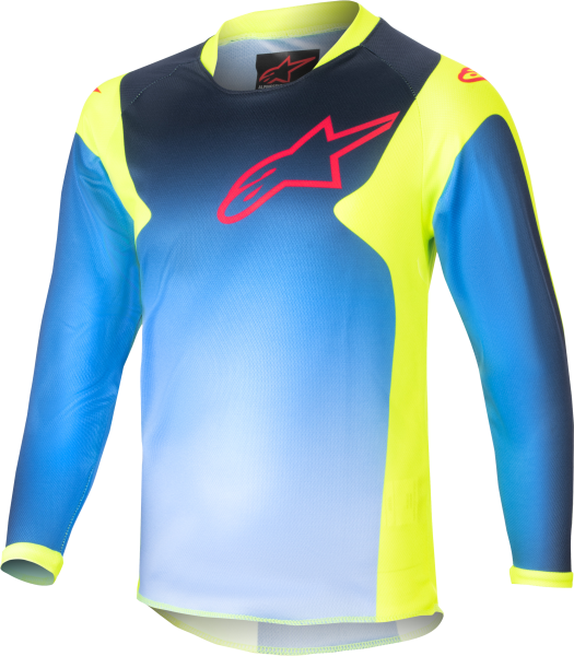 ALPINESTARS - KIDS RACER - GRAPHIC 1 JERSEY YLW FLUO/BLUE/NT NAVY 2XS - Image 1