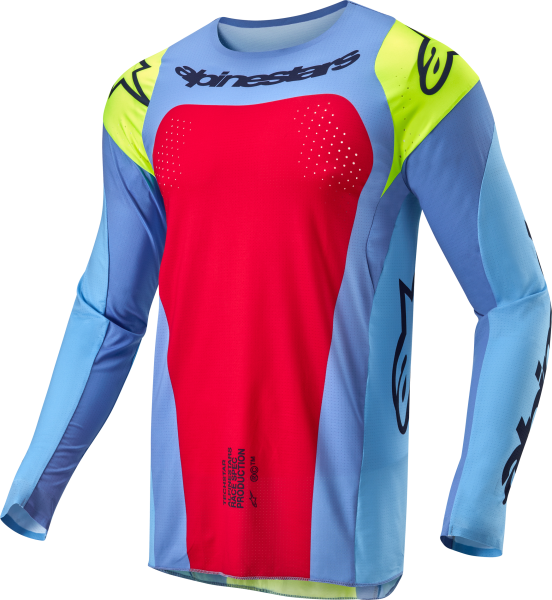 ALPINESTARS - TECHSTAR OCURI JERSEY LT BLUE/YLW FLUO/RED BERRY 2X - Image 1