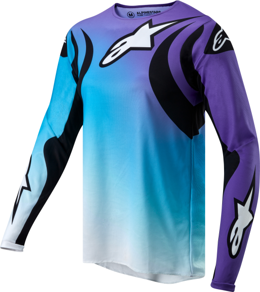 ALPINESTARS - STELLA FLUID JERSEY WHITE/TURQUOISE LG - Image 1