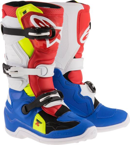 ALPINESTARS - TECH 7S BOOTS BLUE/WHITE/RED/YELLOW SZ 02 - Image 1