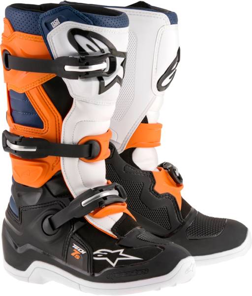 ALPINESTARS - TECH 7S BOOTS BLACK/ORANGE/WHITE/BLUE SZ 02 - Image 1