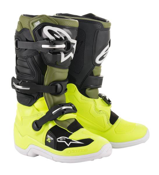 ALPINESTARS - YOUTH TECH 7S BOOTS YELLOW/MILITARY/BLACK SZ 02 - Image 1