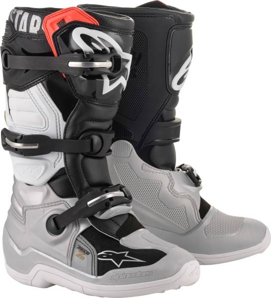 ALPINESTARS - TECH 7S BOOTS BLACK/SILVER/WHITE/GOLD SZ 02 - Image 1