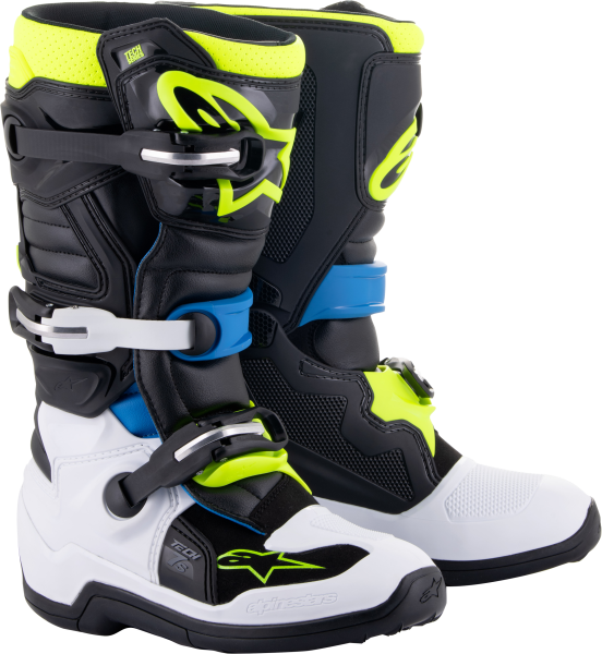 ALPINESTARS - TECH 7S BOOTS BLK/ENAMEL BLU/FLUO YEL SZ 2 - Image 1