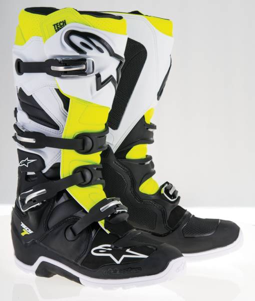 ALPINESTARS - TECH 7 ENDURO BOOTS BLACK/WHITE/YELLOW SZ 07 - Image 1