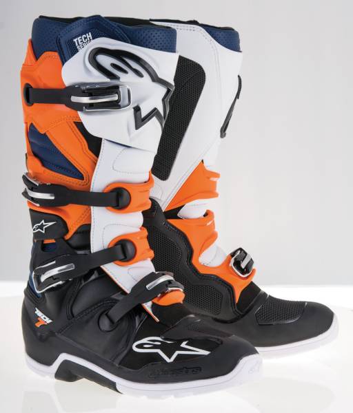 ALPINESTARS - TECH 7 ENDURO BOOTS BLACK/ORANGE/WHITE/BLUE SZ 07 - Image 1