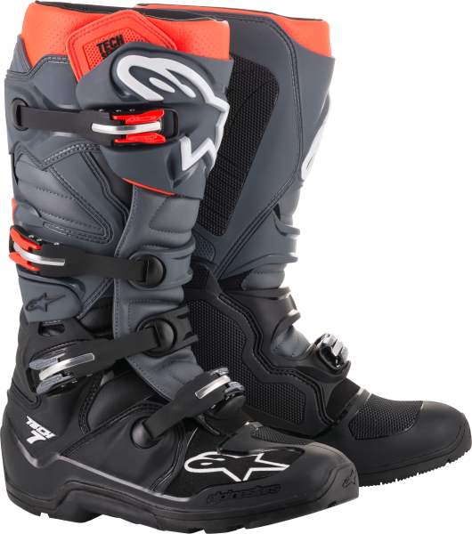 ALPINESTARS - TECH 7 ENDURO BOOTS BLACK/GREY/RED SZ 06 - Image 1