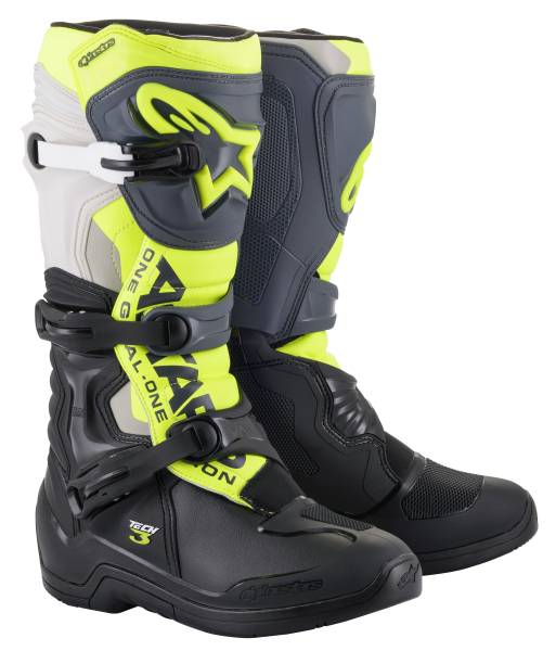 ALPINESTARS - TECH 3 BOOTS BLK/COOL GREY/YLW/FLUO SZ 05 - Image 1