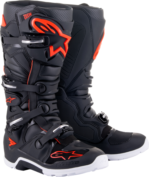 ALPINESTARS - TECH 7 ENDURO BOOTS BLACK/RED FLUO SZ 5 - Image 1