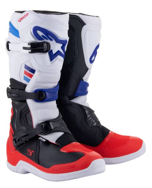 ALPINESTARS - TECH 3 BOOTS WHITE/RED/BLUE SZ 5 - Image 1