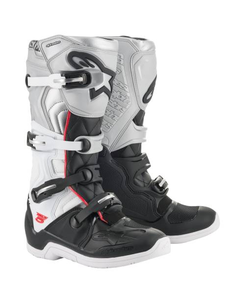 ALPINESTARS - TECH 5 VICTORY 19 BOOTS BLACK/WHITE/SILVER SZ 08 - Image 1