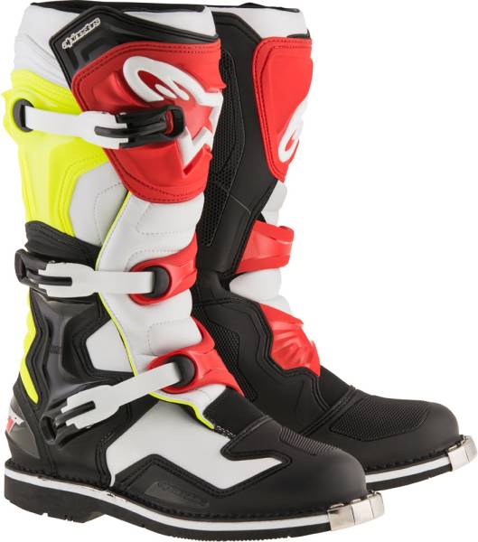 ALPINESTARS - TECH 1 BOOTS BLACK/WHITE/YELLOW/RED SZ 05 - Image 1