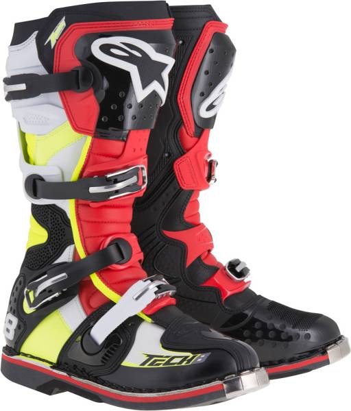 ALPINESTARS - TECH 8 RS BOOTS BLACK/RED/YELLOW/WHITE SZ 09 - Image 1