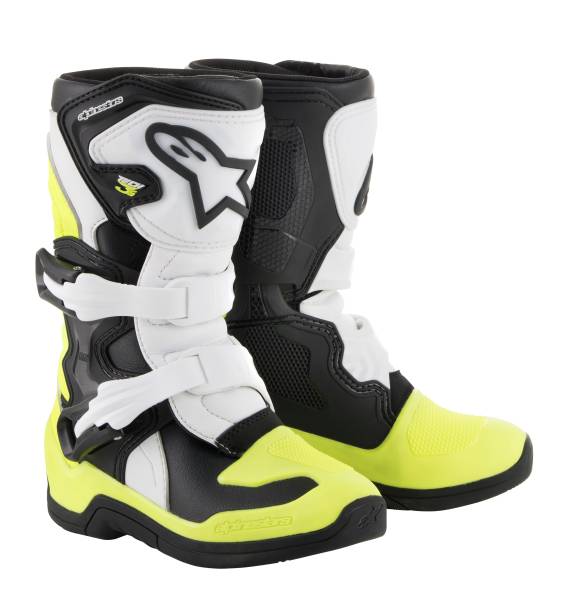 ALPINESTARS - TECH 3S BOOTS BLACK/WHITE/YELLOW SZ 01 - Image 1