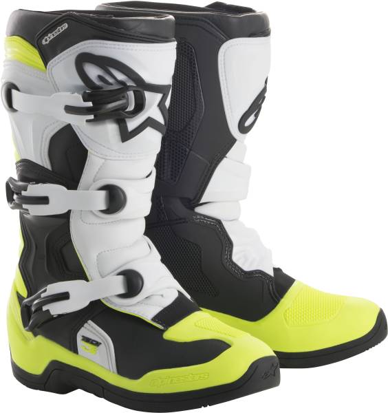 ALPINESTARS - TECH 3S BOOTS BLACK/WHITE/YELLOW SZ 02 - Image 1