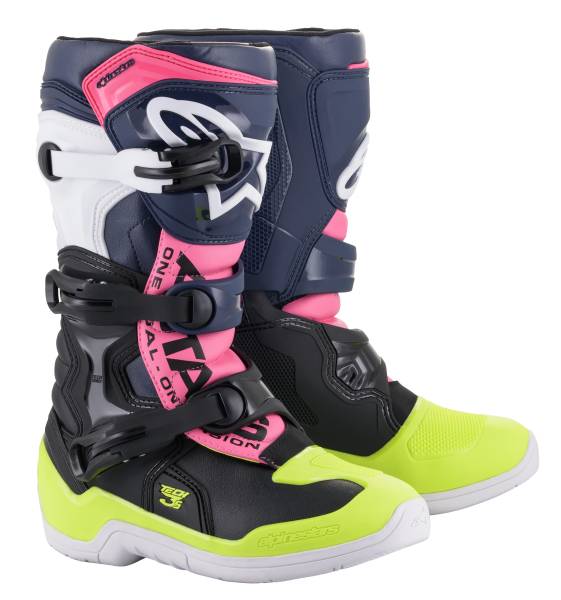 ALPINESTARS - TECH 3S KIDS BOOTS BLACK/ DARK BLUE/PINK FLUO SZ 01 - Image 1