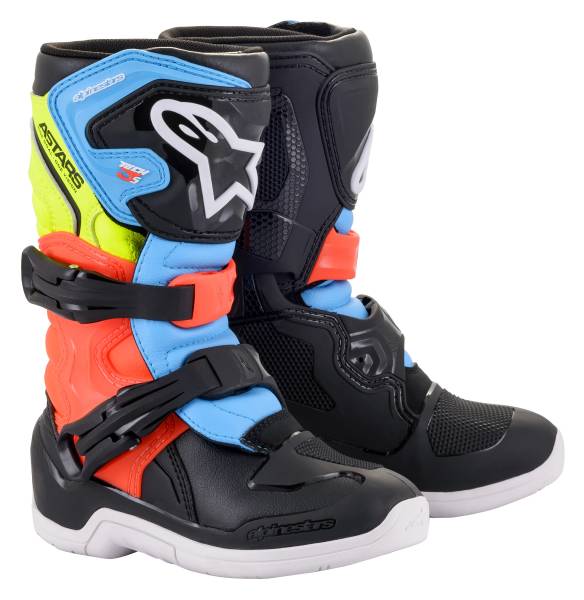 ALPINESTARS - TECH 3S KIDS BOOTS BLK/YLW FLUO/RED FLUO SZ 01 - Image 1