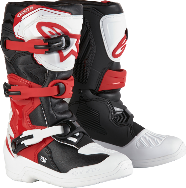 ALPINESTARS - TECH 3S YOUTH BOOTS WHT/BLK/BT RED SZ 2 - Image 1