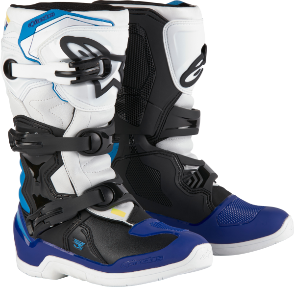 ALPINESTARS - TECH 3S YOUTH BOOTS WHT/BLK/ENAMEL BLUE SZ 2 - Image 1