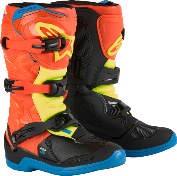 ALPINESTARS - TECH 3S YOUTH BOOTS OR FLUO/ENAMEL BL/YEL FL SZ 2 - Image 1